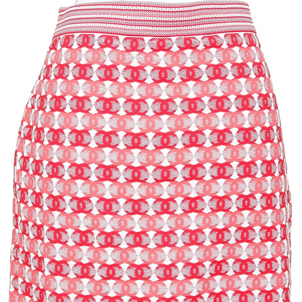 CHANEL Skirt Knit Sweater Red Pink White 2019 19P